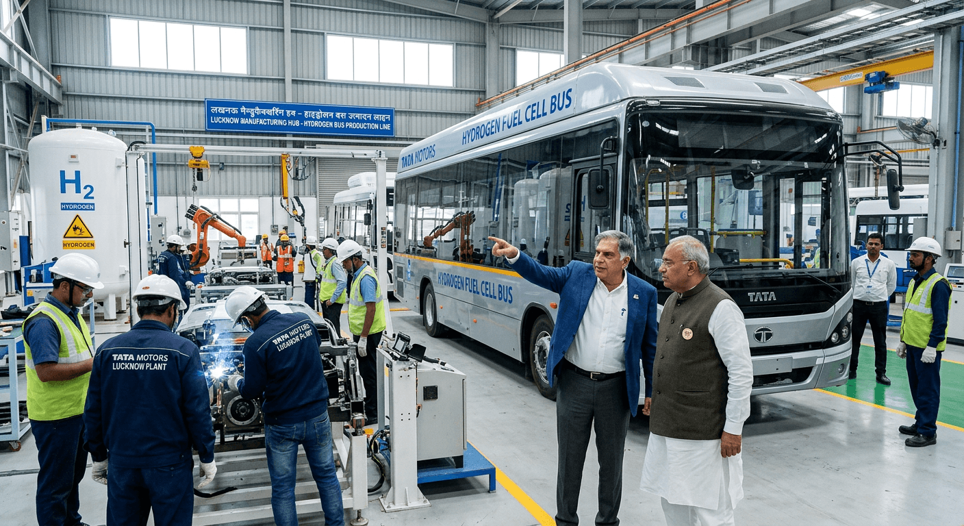 लखनऊ में टाटा ग्रुप का बड़ा प्लान, लखनऊ में हाइड्रोजन बस उत्पादन की तैयारी, यूपी को मैन्युफैक्चरिंग हब बनाने की दिशा में कदम