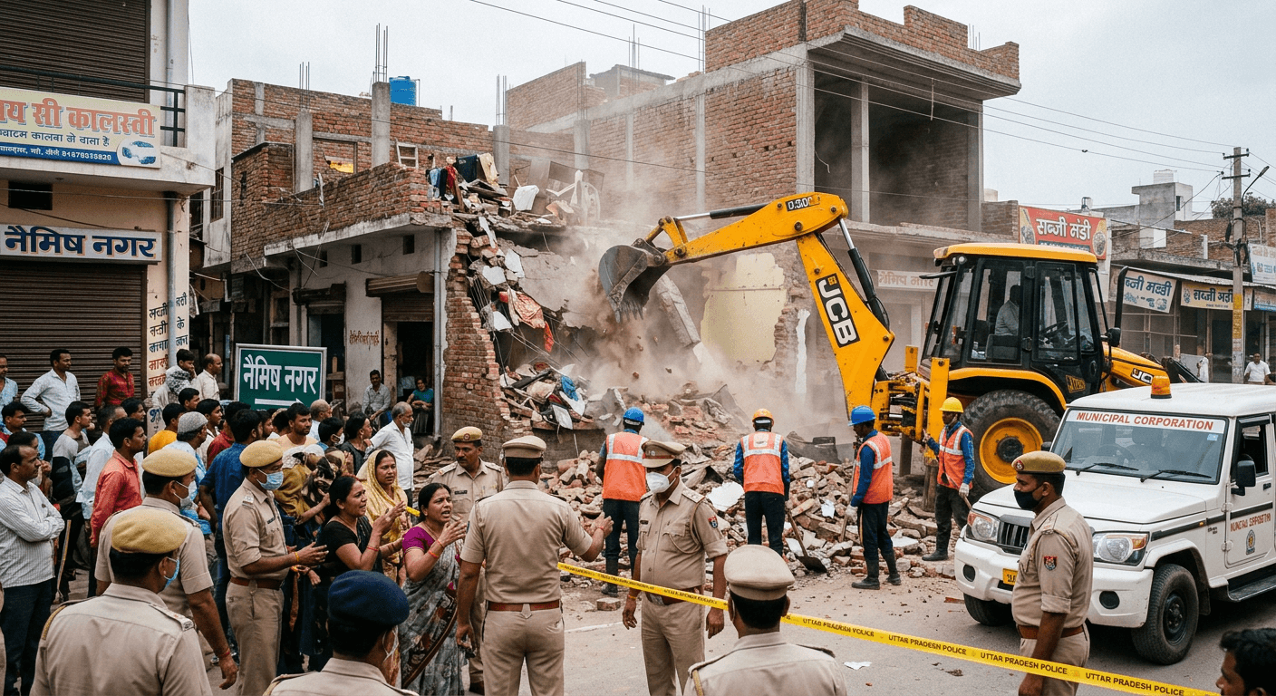 नैमिष नगर योजना में अतिक्रमण हटाने की कार्रवाई तेज