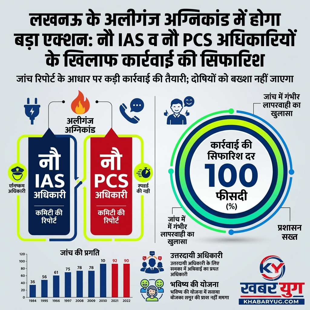 लखनऊ के अलीगंज अग्निकांड में होगा बड़ा एक्शन, नौ IAS व नौ PCS अधिकारियों के खिलाफ कार्रवाई की सिफारिश