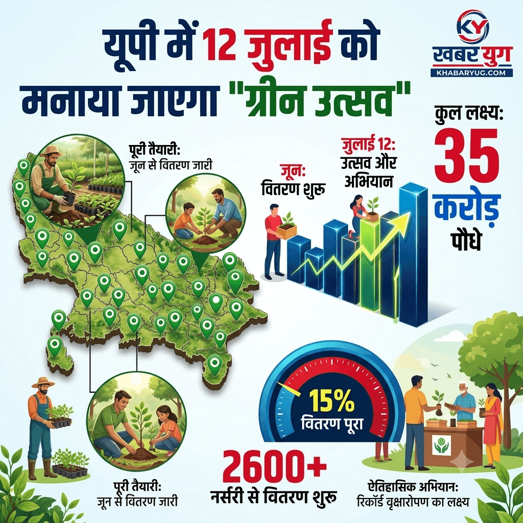 यूपी में 12 जुलाई को मनाया जाएगा 'ग्रीन उत्सव', प्रदेश की 2600 नर्सरियों में पौधों का वितरण शुरू; 35 करोड़ पौधे लगाने का है लक्ष्य