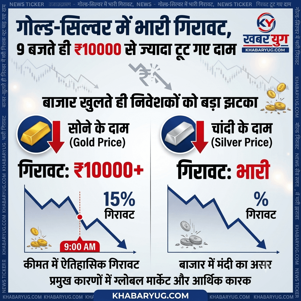 गोल्ड-सिल्वर में भारी गिरावट, 9 बजते ही ₹10000 से ज्यादा टूट गए दाम