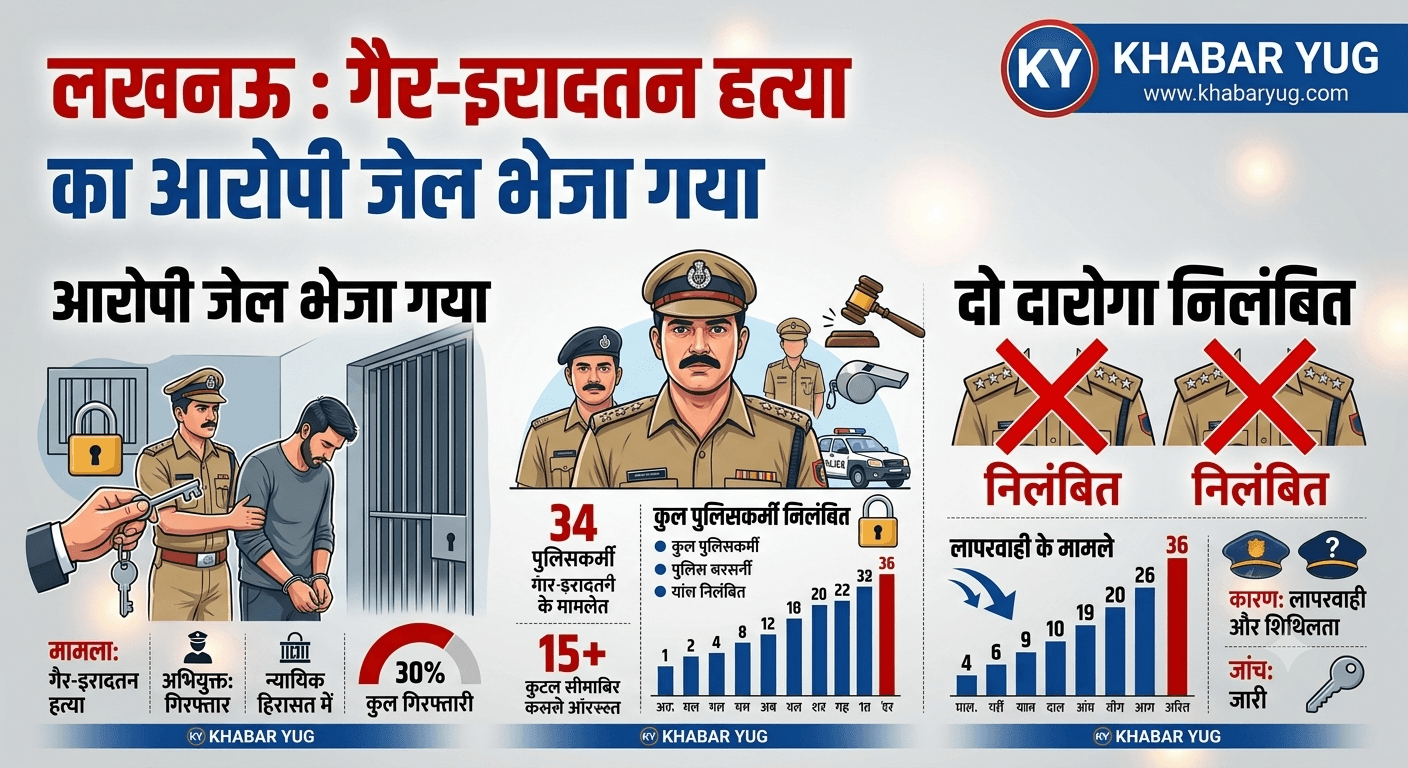 लखनऊ में गैर इरादतन हत्या का आरोपी भेजा गया जेल, लापरवाही पर दो दारोगा निलंबित